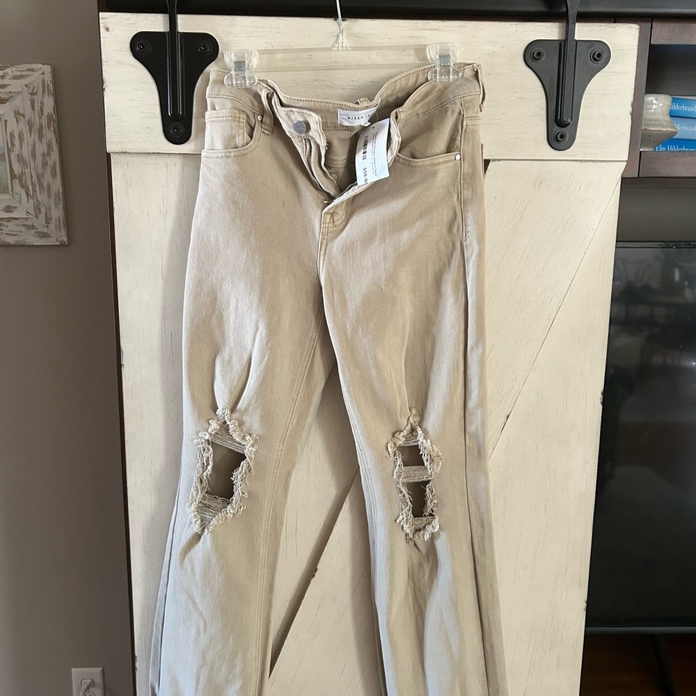 Distressed Tan Jeans